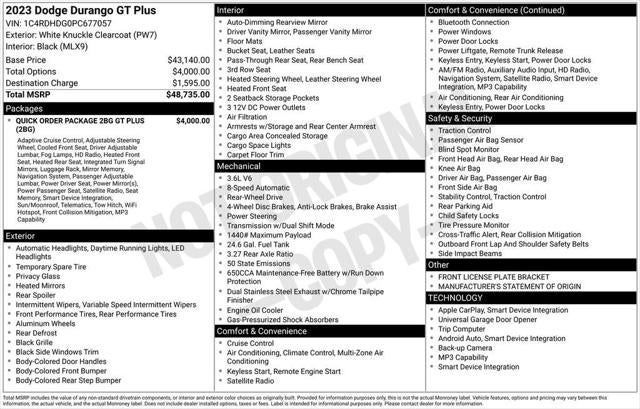2023 Dodge Durango GT Plus RWD