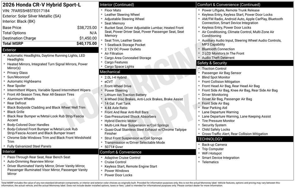2026 Honda CR-V Hybrid Sport-L