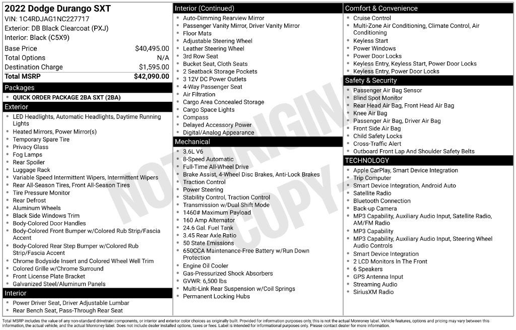 2022 Dodge Durango SXT AWD