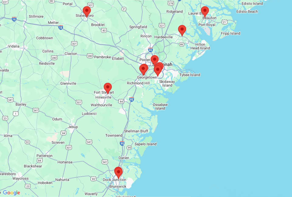 Map of Vaden Chevrolet Pooler in Pooler GA
